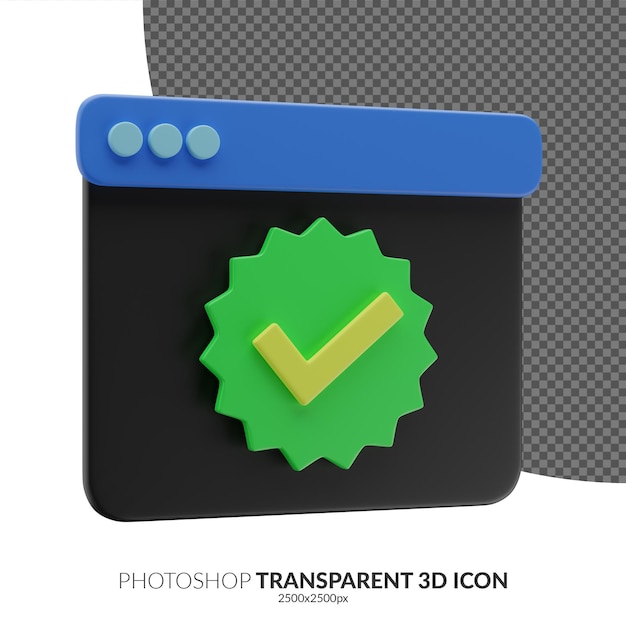PSD 確認済みのアイコンバッジが付いた3dブラックまたはダークモードウィンドウ