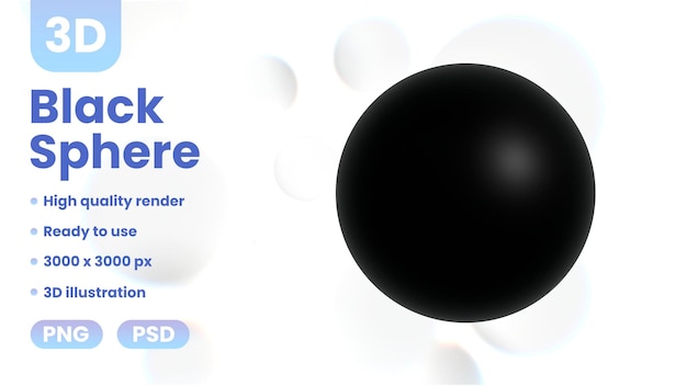 PSD 3d black sphere