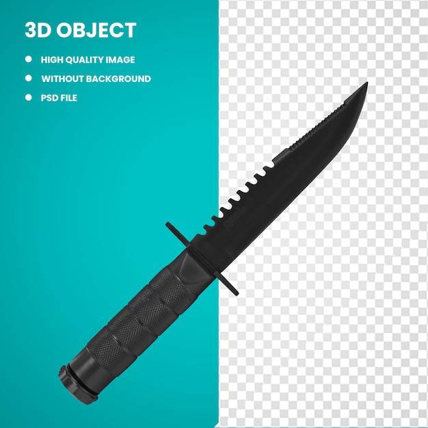 PSD 3d 검은색 전술 칼