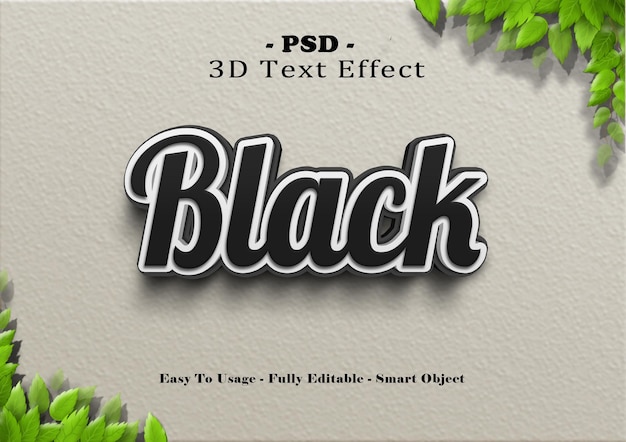 3d black text style effect