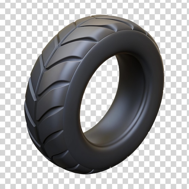 PSD 3d black tire isolated on transparent background