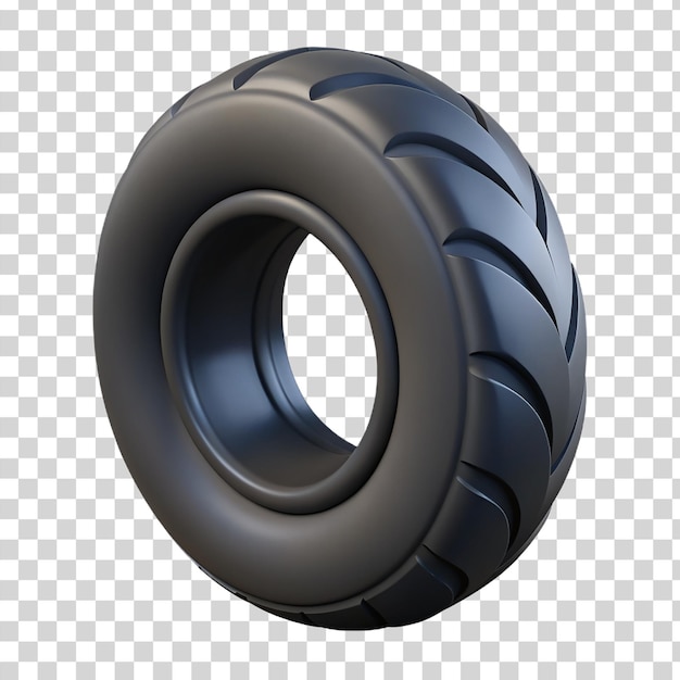 3d black tire isolated on transparent background