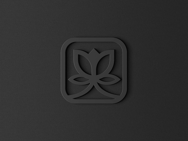 PSD 3d black wall logo mockup