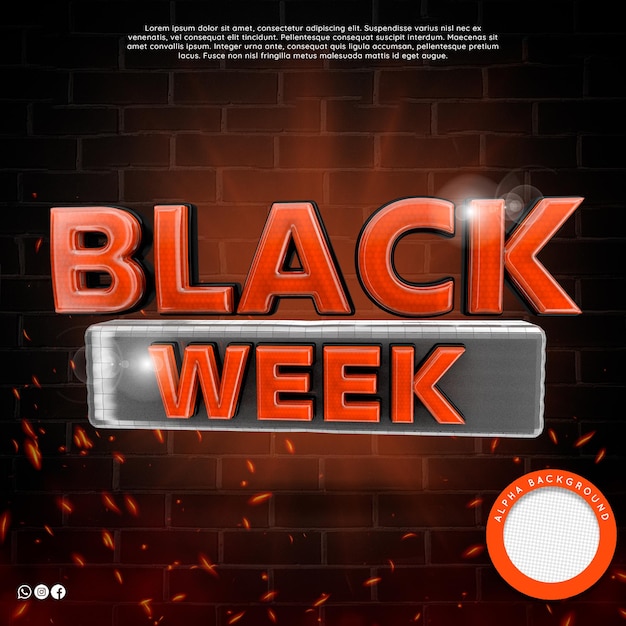 3d black week logo for retail campaign premium composition