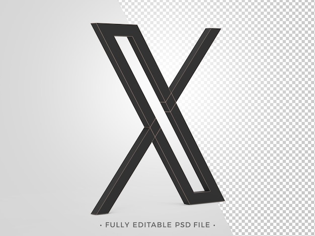 3D-черный логотип X Twitter ранее