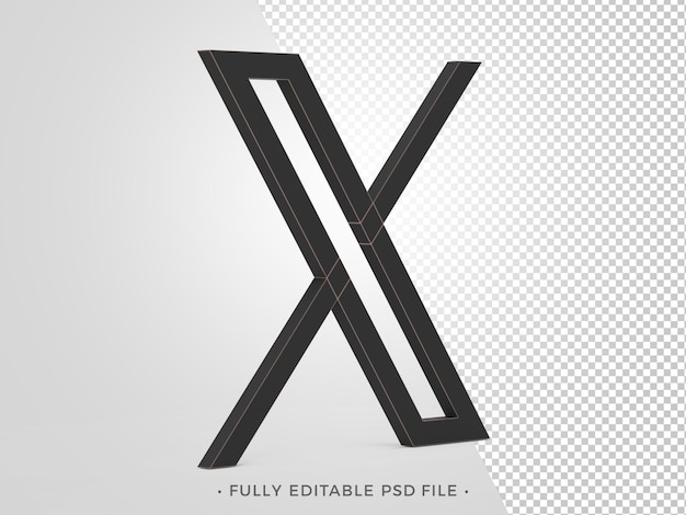 PSD 3d black x logo twitter previously