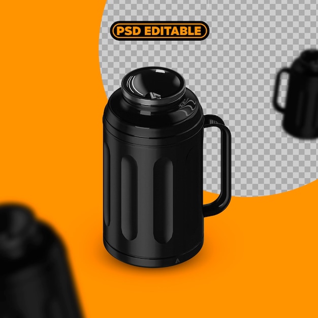 PSD 3d blackcoffee bottle psd no background