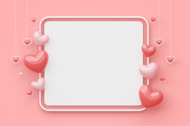 3d blank banner background for valentines day