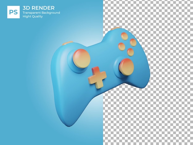 3d blauw gamepad joystick controller entertainment gameplay symbool 3d render illustratie