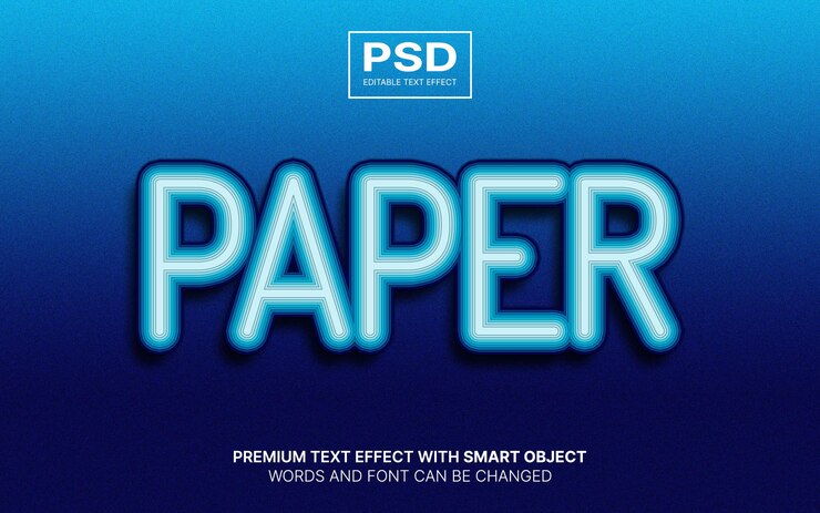 3D blauw papier gesneden bewerkbaar teksteffect