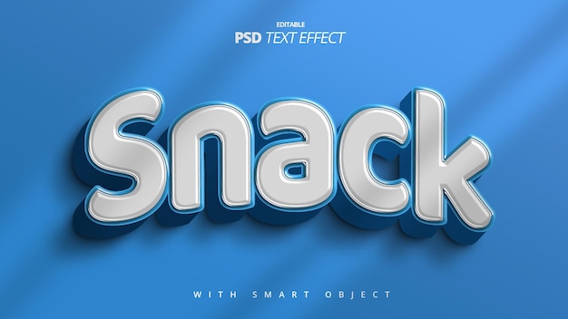 3d-blauw snack teksteffect sjabloonontwerp