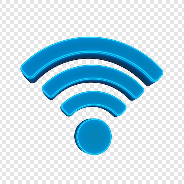 3D blauw WiFi-icoon op een doorzichtige achtergrond