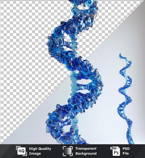 PSD 3d blauwe dna-helix sequentie element in een glazen vaas