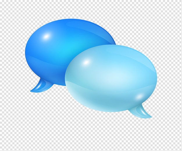 3D blauwe geïsoleerde toespraakbellen