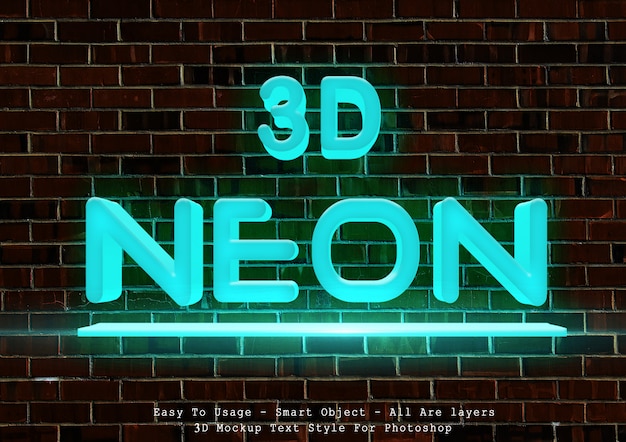 3d-blauwe neon tekststijl