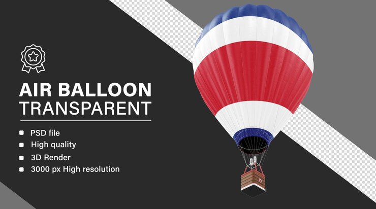 PSD 3d blimp with costa_rica flag isolated on transparent background