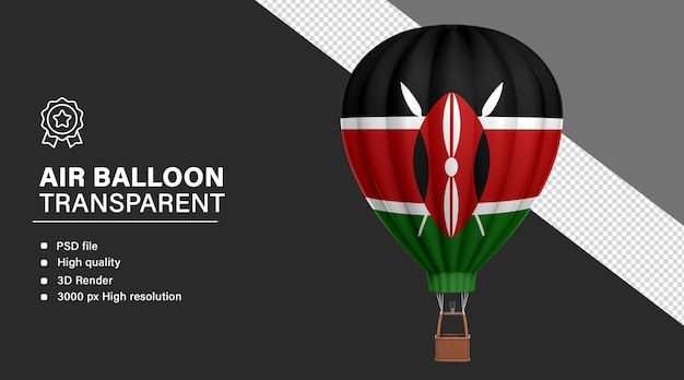 3D blimp with Kenya flag isolated on transparent background