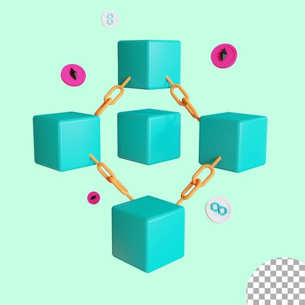 3d 블록 체인 아이콘