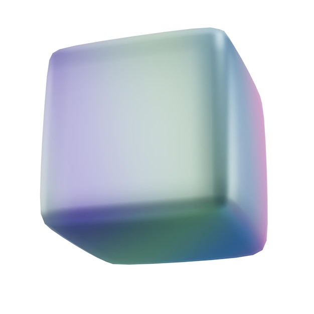 PSD 3d-blok metaal kubus abstracte geometrische vorm realistische glanzende gradiënt luxe sjabloon