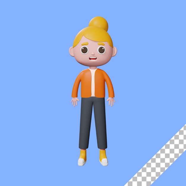 3D иллюстрация персонажа блондинки-предпринимательницы с прозрачным фоном