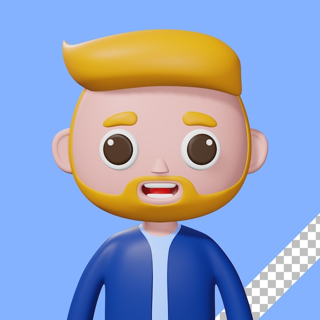 3d Blondynka Mężczyzna Avatar Ilustracja Z Przezroczystym Tłem