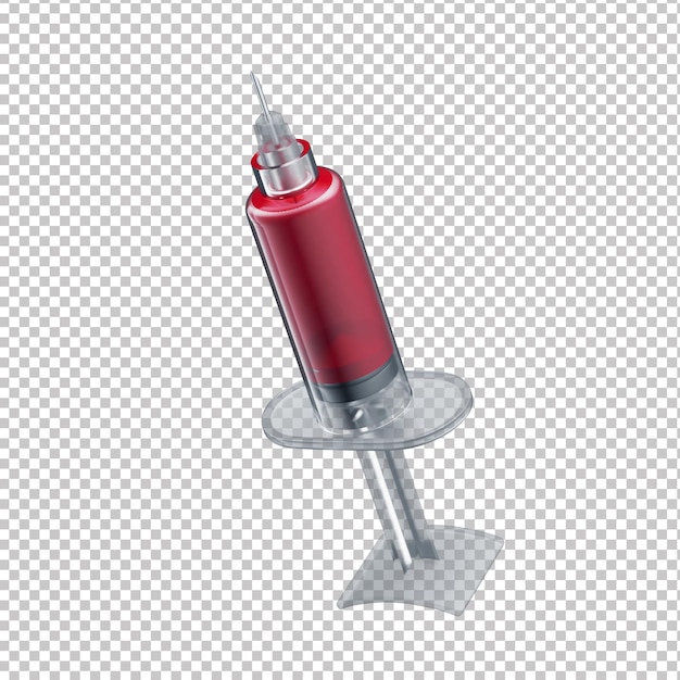 PSD 3d blood syringe icon with transparent background