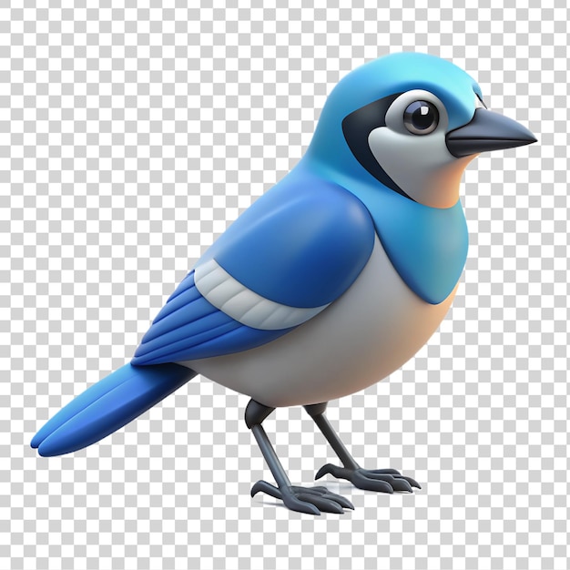 3d blue bird jay isolated on a transparent background