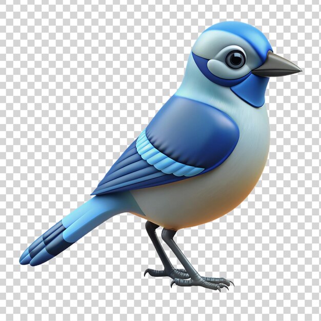 3d blue bird jay isolated on a transparent background