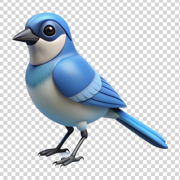 PSD 3d blue bird jay isolated on a transparent background