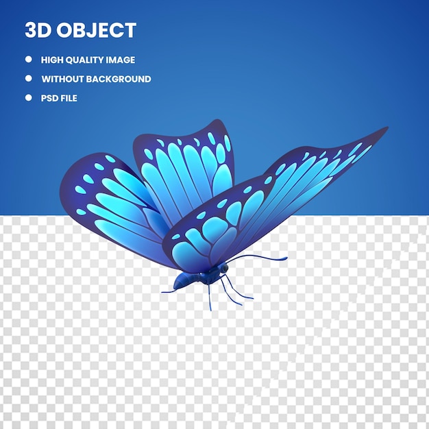 PSD 3d голубая бабочка