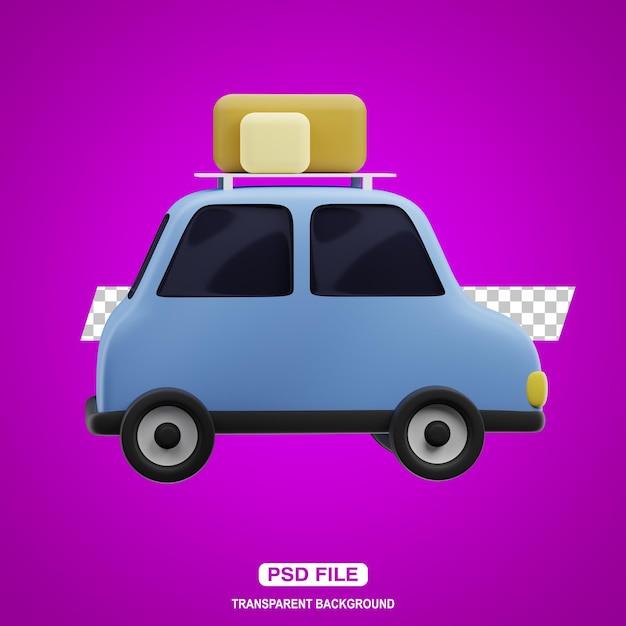 PSD 3d blue car travel icon illustration