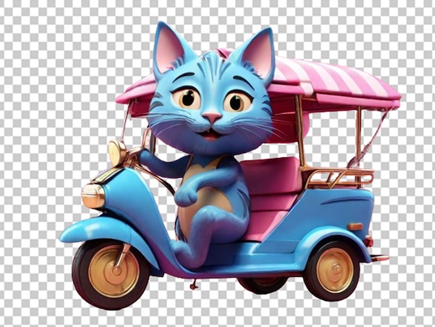 PSD gatto blu 3d con faccia sorridente in un ricciò