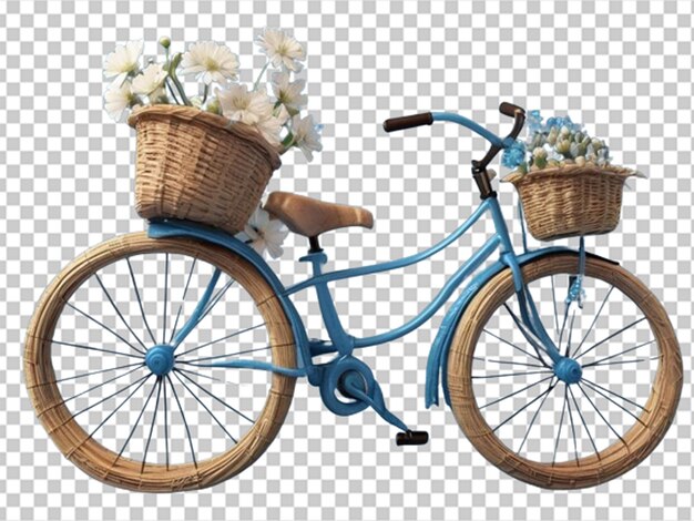 Ciclo blu 3d con cesto e fiori dentro