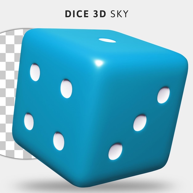 Dadi blu 3d su sfondo trasparente