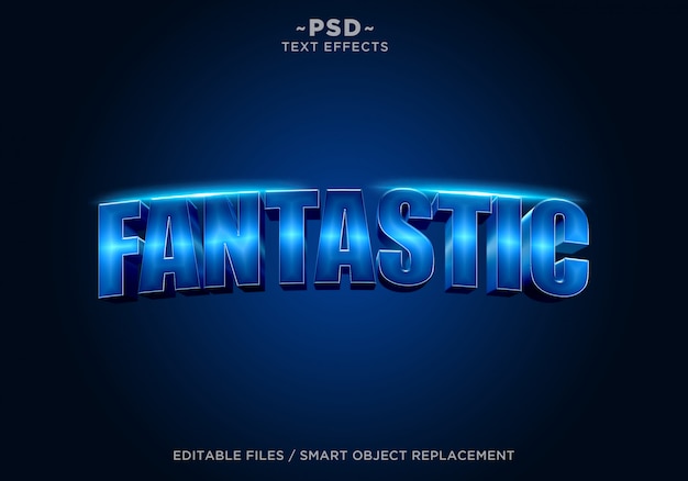 PSD 3d blue fantastic effect редактируемый текст