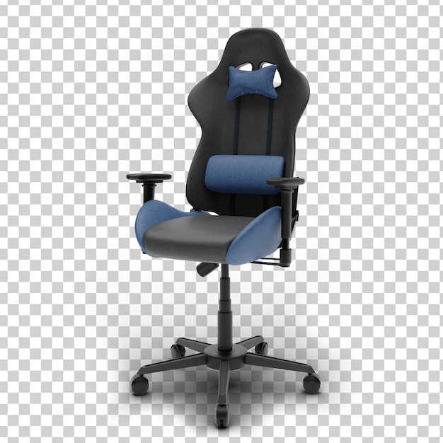 3D blue gaming chair side view fully transparent