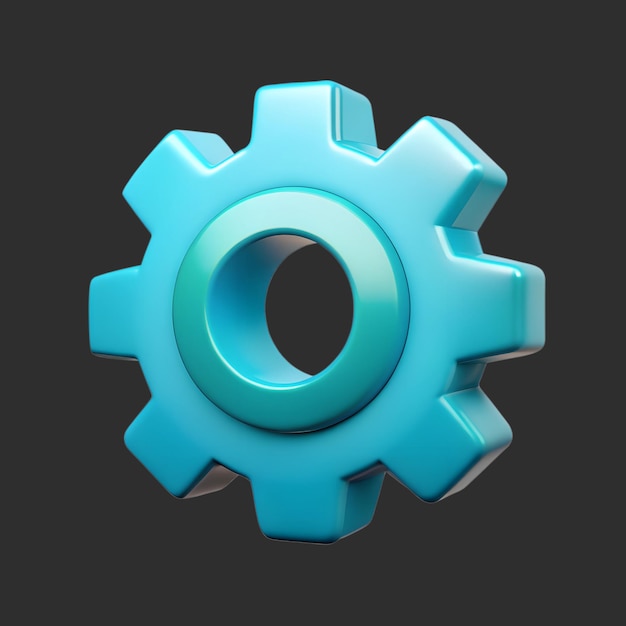 3d blue gear settings icon illustration