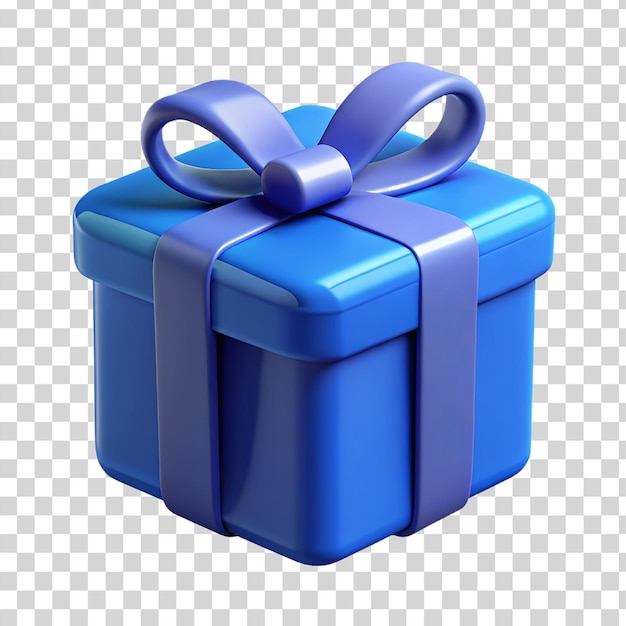 PSD Синяя коробка для подарков с ленточным луком, изолированной на прозрачном фоне