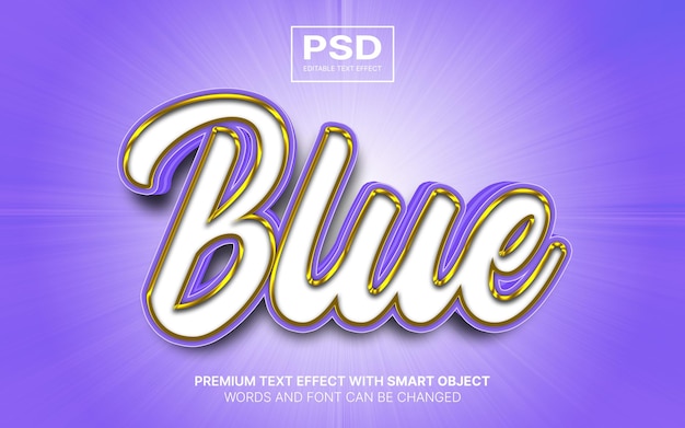 3D Blue gold editable text effect