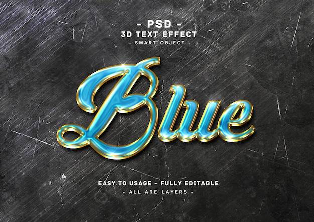 3d blue golden text effect