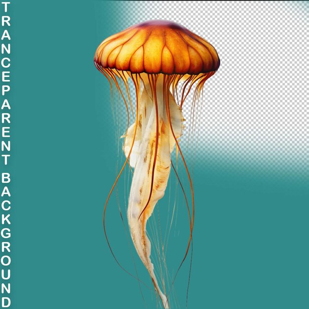 PSD 3d blue jellyfish on transparent background