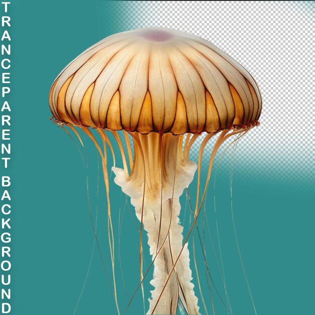 3d blue jellyfish on transparent background