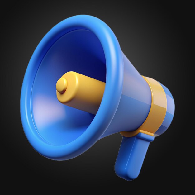 PSD 3d blue megaphone render illustration