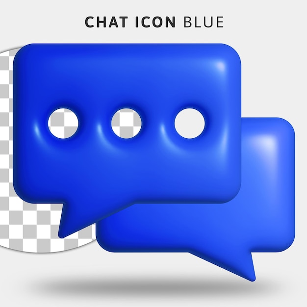 3d blue message icon on transparent background