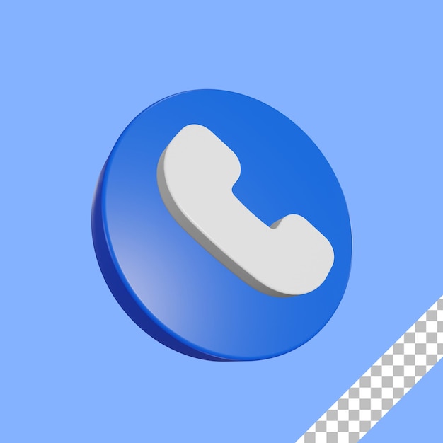 3D Blue Modern Call Icon With Transparent Background