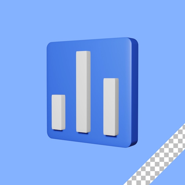 3D Blue Modern Statistic Icon With Transparent Background