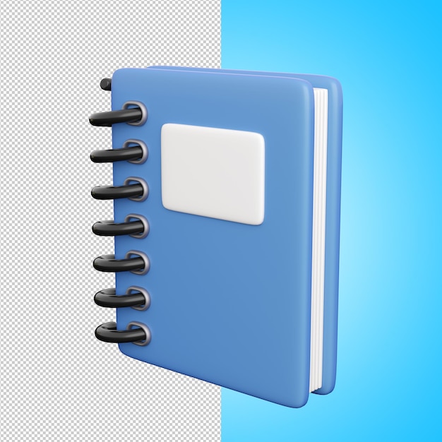 PSD 3d blue notebook on spiral element for back to school learning and online education banners