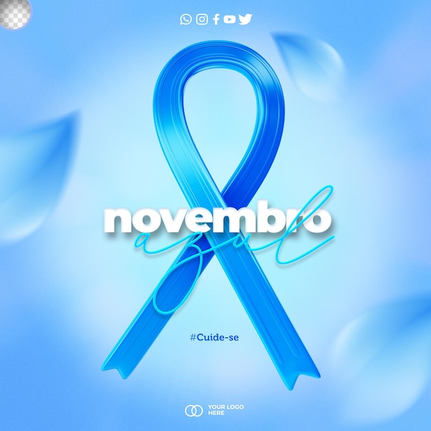 3d blue november awareness social media template