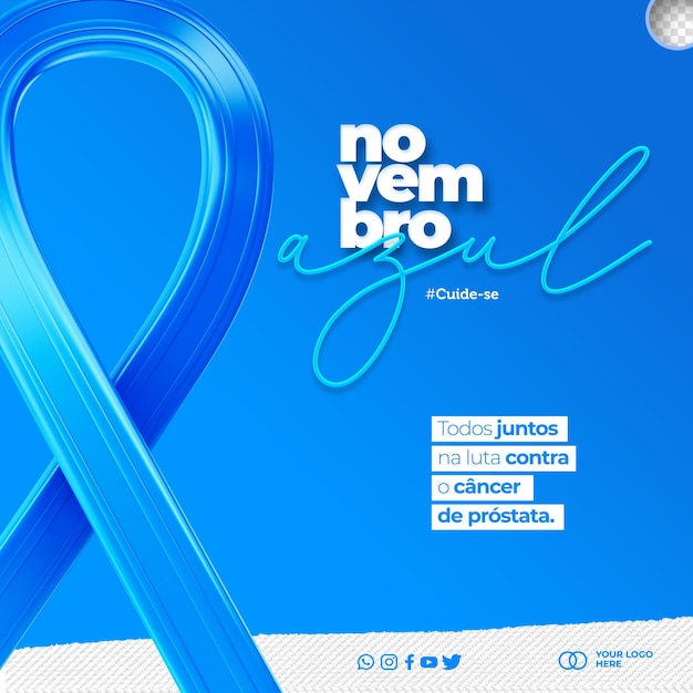 3d blue november awareness social media template