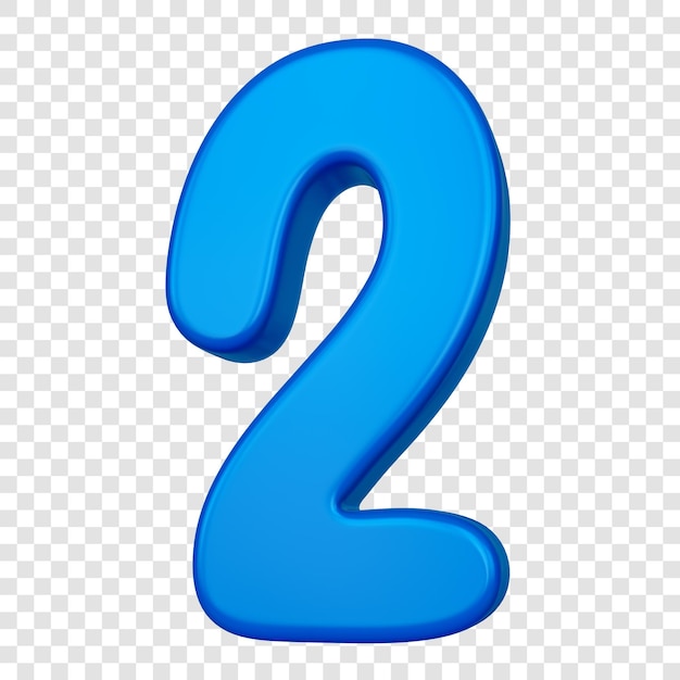 PSD 3d blue number 2